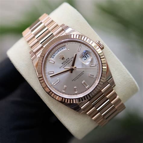 2018 rolex day-date 40mm rose gold sundust 10 baguette|rolex day date gold.